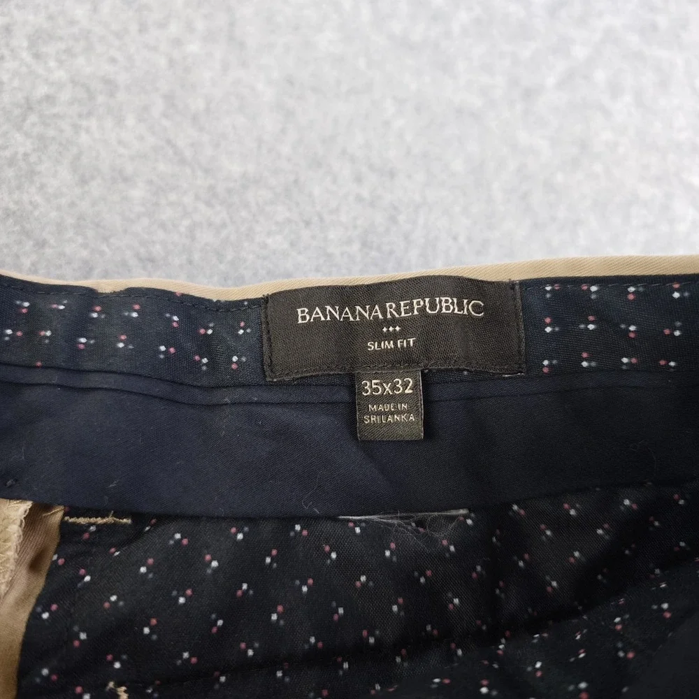 Banana Republic Pants Mens 35x32 Slim Fit Tan Khaki Flat Front Straight Leg